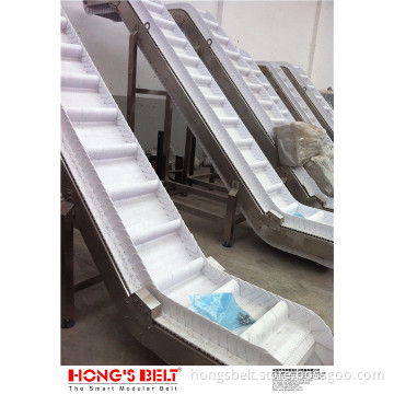 The Food Grade Inclined Modular Belt with Sidewall and Cleat (HS-100A)